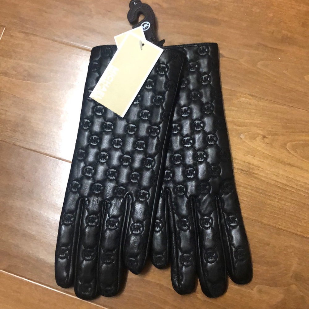Black Leather Michael Kors Gloves